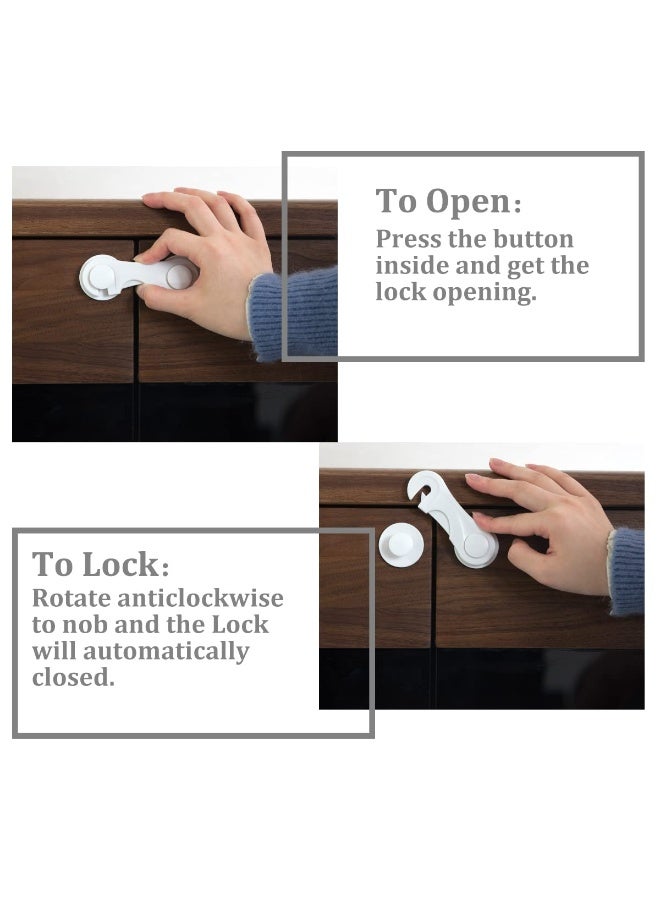 أقفال أمان للأطفال من البلاستيك المقوى لمقاومة الأطفال الصغار، 3 قطع، حماية فعالة للأدراج والخزائن والدواليب والثلاجات والميكروويف، أقفال أمان ضد فتح الأطفال بعنف، حماية الأصابع والأدوات الحادة والمنظفات، تصميم عصري أبيض يناسب جميع الأثاث، تركيبه سهل للبالغين وصعب على الأطفال، أقفال أمان منزلية للأطفال الرضع والمشاة في مرحلة الحبو والمشي، وسيلة حماية أساسية للمنزل لمنع وصول الأطفال إلى المخاطر اليومية، منتجات أمان أطفال عالية الجودة تضمن ترتيب المنزل وسلامة الطفل - Image 2